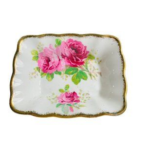 Vintage Royal Albert American Beauty Trinket Dish Rectangular Bon Bon 5"x3.5"